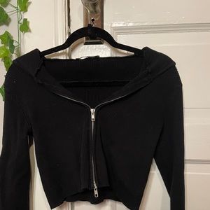 Brandy Melville Black Crop Zip zip Hoodie